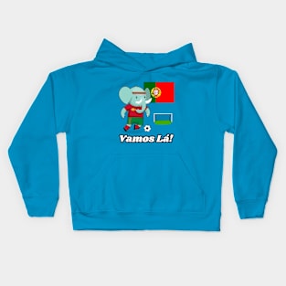 ⚽ Portugal Football, Elephant Scores a Goal, Vamos Lá! Team Spirit Kids Hoodie